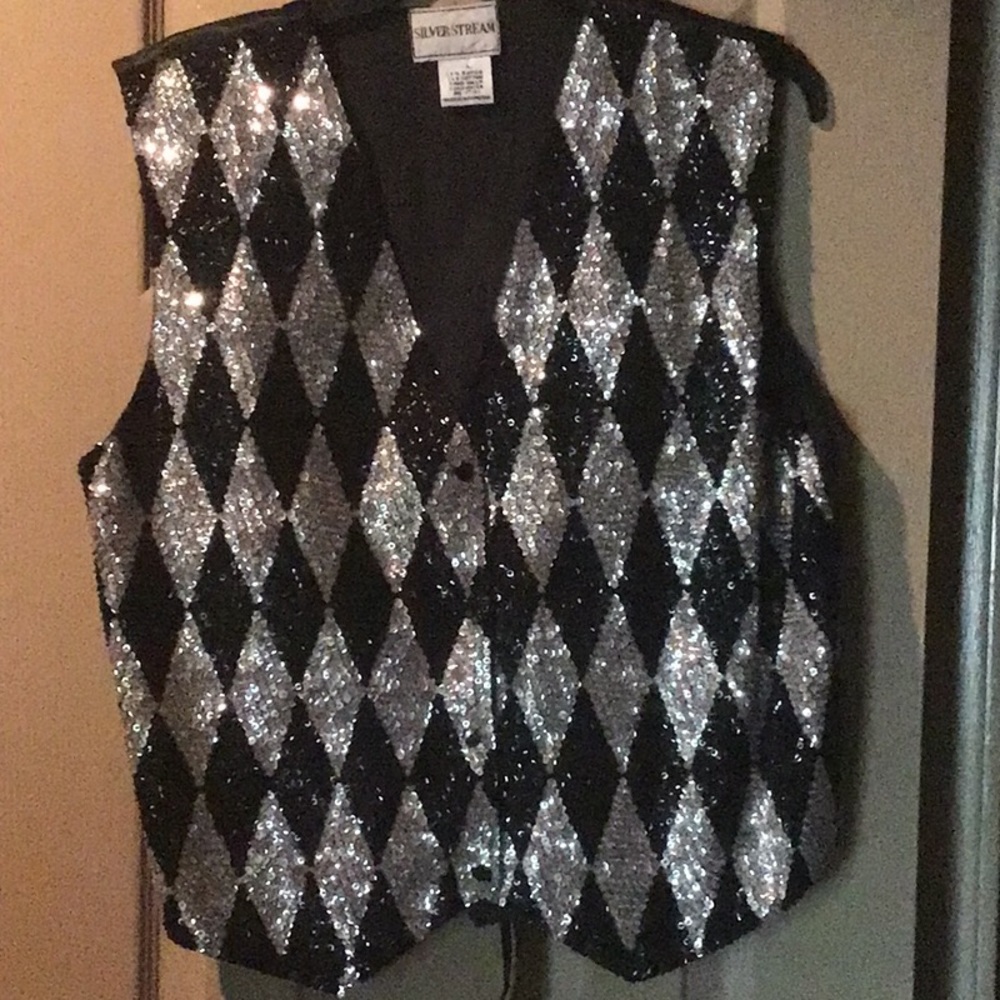 Black and Silver Sequin Vest